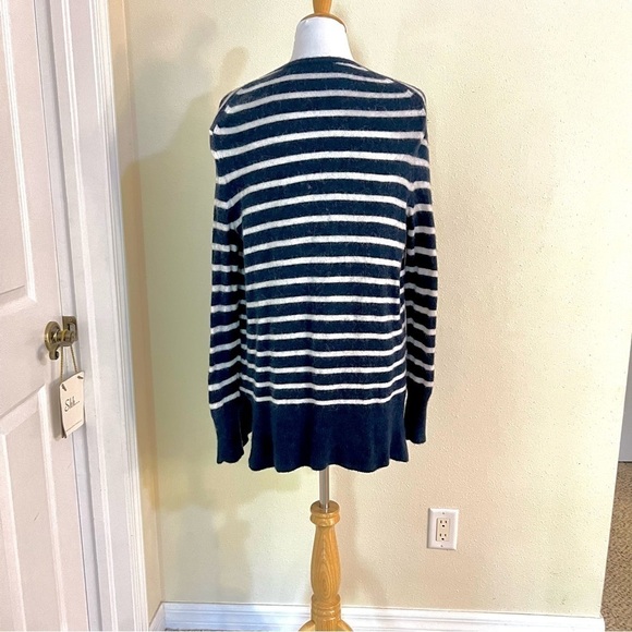 MADEWELL Cozy Walker Open Cardigan Wool Alpaca Navy White Stripe Sweater XXS - Picture 7 of 9